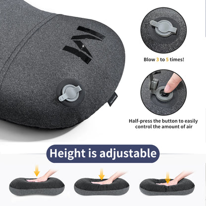 MAPLEAF Camping Pillow Inflatable Ergonomic Camp Pillow Removable Washable Cover Soft Lightweight Hiking Tent Pillow