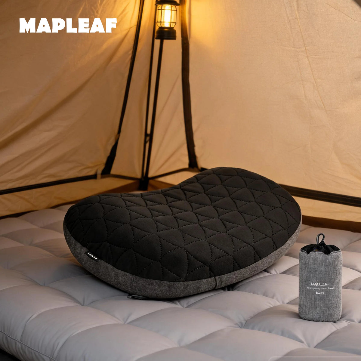MAPLEAF Camping Pillow Inflatable Ergonomic Camp Pillow Removable Washable Cover Soft Lightweight Hiking Tent Pillow
