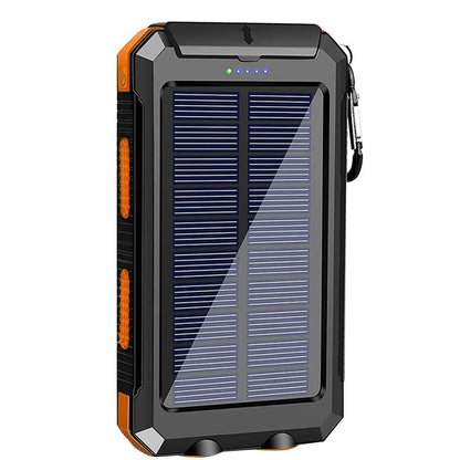 20000mAh Solar Power Bank Portable Solar Charger with Dual LED Flashlight & Compass Waterproof External Battery Pack for Mobile Phone Camping Hiking