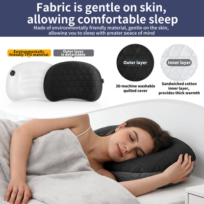 MAPLEAF Camping Pillow Inflatable Ergonomic Camp Pillow Removable Washable Cover Soft Lightweight Hiking Tent Pillow