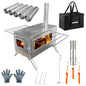 Portable Hot Tent Wood Burning Stove – Stainless Steel Camping Stove with Chimney Pipes