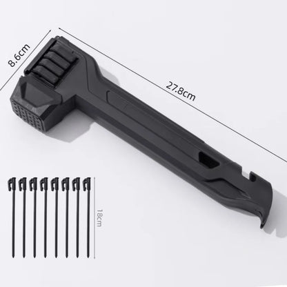 Outdoor Multi-functional Tent Stakes and Hammer, Campsite Stake Hammer, Plastic Stake Hammer, Hammer with 8 Stakes
