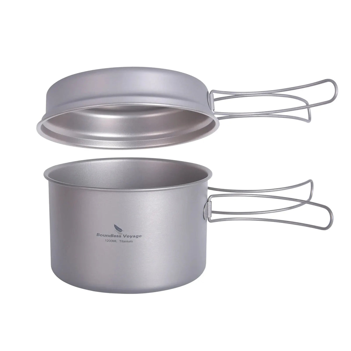 Boundless Voyage Titanium Pot Pan Set with Folding Handles Camping Cookware Hiking