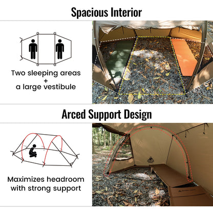 OneTigris Raven Nest Tunnel Hot Tent 2 Person 4-Season Backpacking Tent with Stove Jack