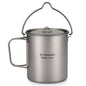 Tomshoo 3 PCS Titanium Cookware Set Ultralight 750ml Pot 450ml Water Cup Mug w Lid Folding Spork for Outdoor Camping Backpacking
