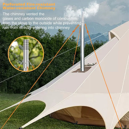 Portable Hot Tent Wood Burning Stove – Stainless Steel Camping Stove with Chimney Pipes
