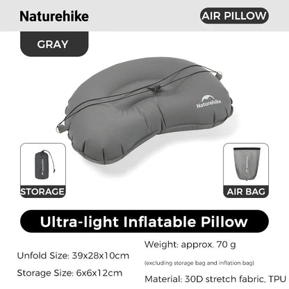 Naturehike Inflatable Pillow Camping Portable Ultralight Compressible Folding Pillow Travel Hiking TPU Air Sleeping Pillow