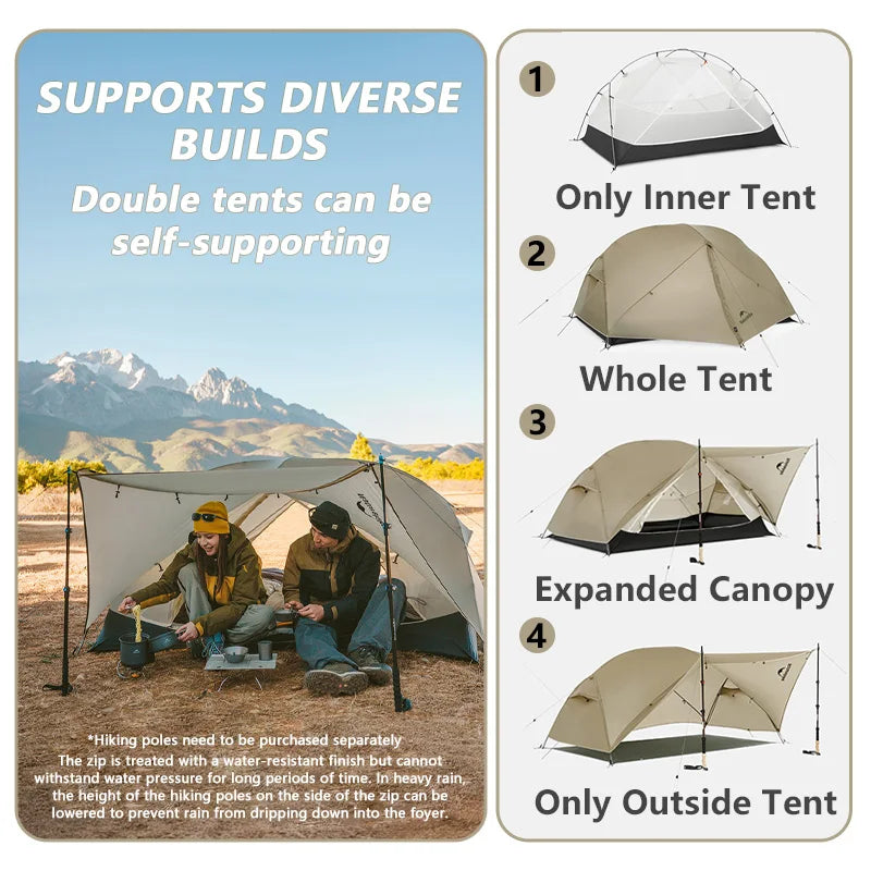 Naturehike Mongar 2 UL/PRO/Base Tent – Ultralight 2 Person Backpacking Tent - Bearkit