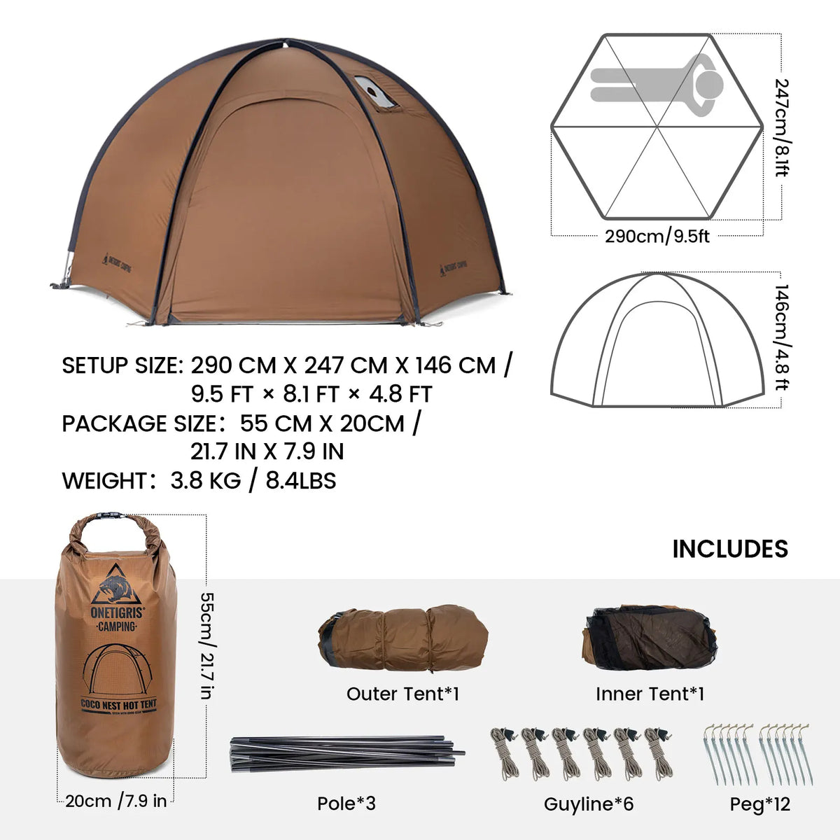 OneTigris Coco Nest Solo Dome Tent – 4 Season Hot Tent with Stove Jack - Bearkit