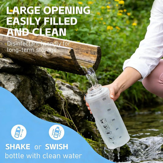 Water Bottle Filter Travel 1000ml Outdoor Purifier Foldable Soft Flask Backpacking Filter Bottle For Outdoor Hiking Camping