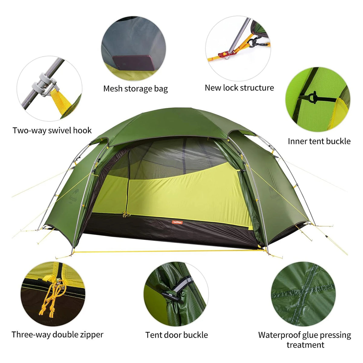 Naturehike Cloud Peak Camping Tent – Ultralight 2 Person 4-Season Tent - Bearkit