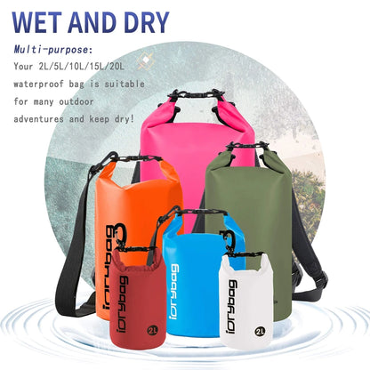 Idrybag Waterproof Bag for Women Men 2/5/10/15/20L Swimming Rafting Kayaking River Trekking Dry Bag Waterproof BackPack
