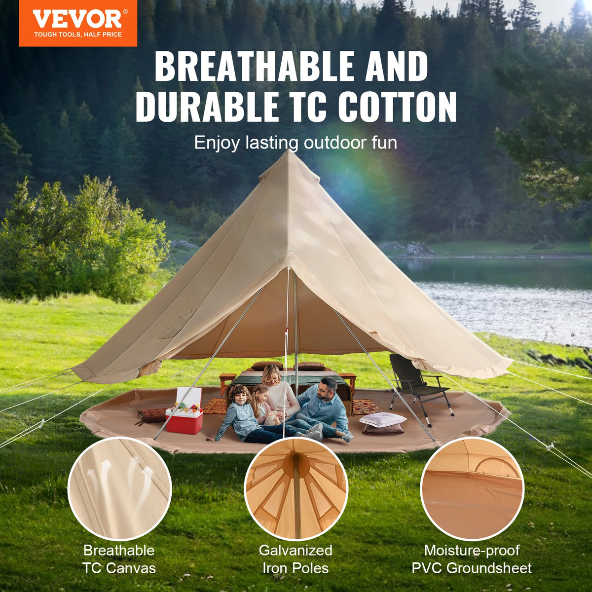 SucceBuy 3m Canvas Bell Tent – 4-Season Camping & Glamping Tent - Bearkit