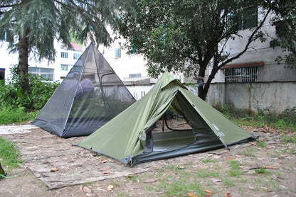 CZX-628 Trekking Pole Tent, 2 Person Ultralight pyramid Tent, 2 Person Tower Tent, No Trekking Pole, Total Weight 1.5kg Only
