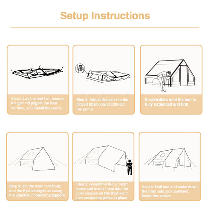 PAKICETUS Inflatable Camping Tent – 5-8 Person Family Glamping Tent - Bearkit
