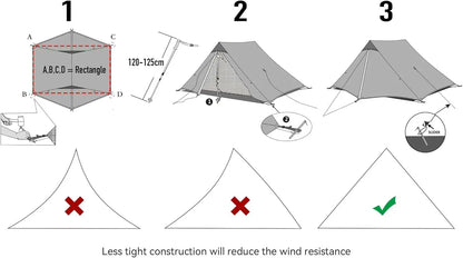 Lanshan 2 Person Tent Hiking Ultralight Camping Tent Professional 15D Silnylon Rodless Trekking Pole Tent Waterproof Backpacking
