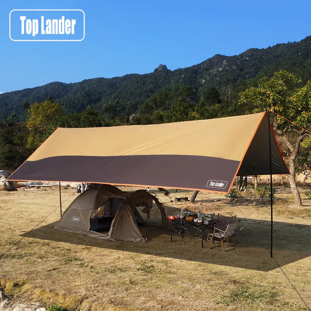 Top Lander 4 × 6m Camping Tarp – Waterproof Oxford Outdoor Sun Shelter - Bearkit