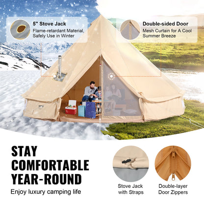 SucceBuy 3m Canvas Bell Tent – 4-Season Camping & Glamping Tent - Bearkit