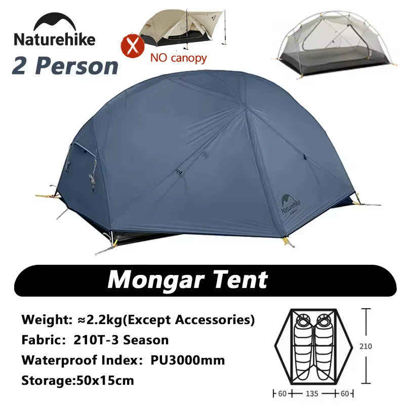 Naturehike Mongar 2 UL/PRO/Base Tent – Ultralight 2 Person Backpacking Tent - Bearkit