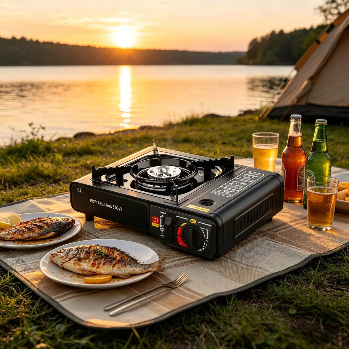 Portable Butane Camping Stove – 2.4kW Single Burner Outdoor Gas Cooker