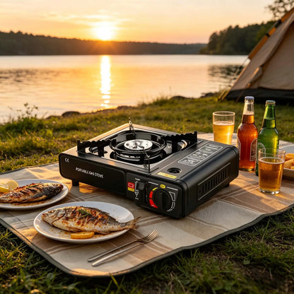 Portable Butane Camping Stove – 2.4kW Single Burner Outdoor Gas Cooker
