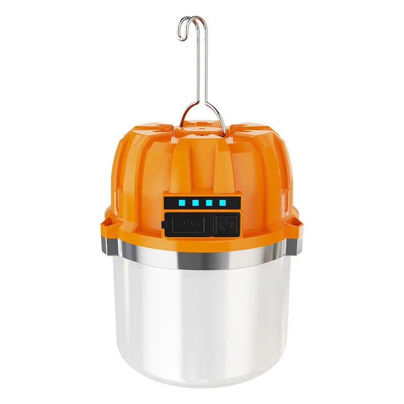 500W LED Camping Lantern USB Rechargeable Portable Lamp Bulb Flashlight with Power Display Emergency Light for Outdoors Fishing