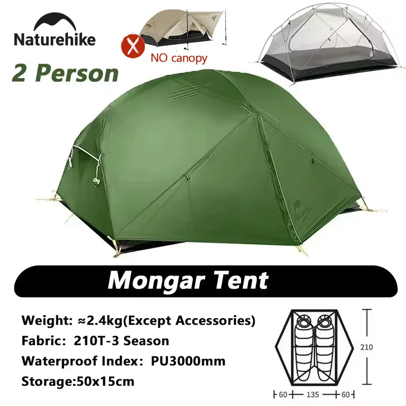 Naturehike Mongar 2 UL/PRO/Base Tent – Ultralight 2 Person Backpacking Tent - Bearkit