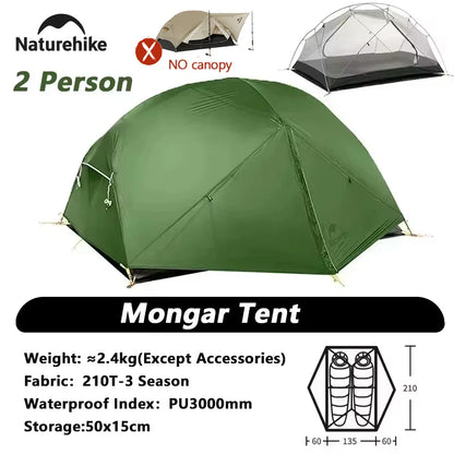 Naturehike Mongar 2 UL/PRO/Base Tent – Ultralight 2 Person Backpacking Tent - Bearkit