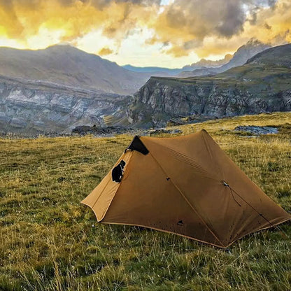 Lanshan 2 Person Tent Hiking Ultralight Camping Tent Professional 15D Silnylon Rodless Trekking Pole Tent Waterproof Backpacking