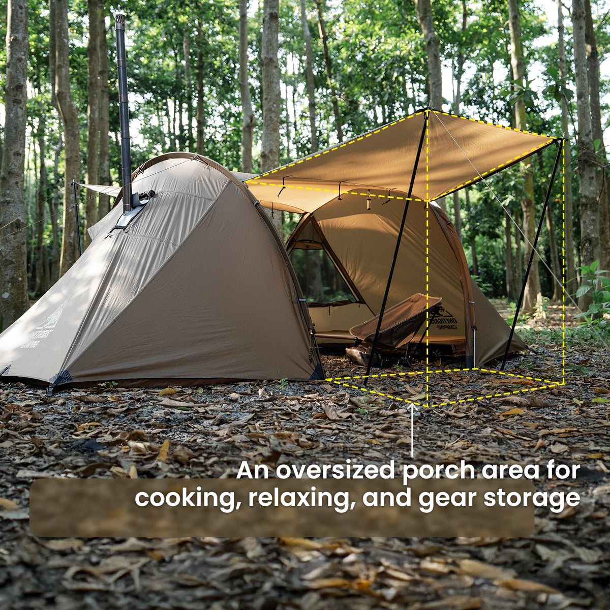 OneTigris Raven Nest Tunnel Hot Tent 2 Person 4-Season Backpacking Tent with Stove Jack
