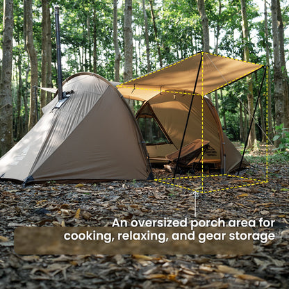 OneTigris Raven Nest Tunnel Hot Tent 2 Person 4-Season Backpacking Tent with Stove Jack