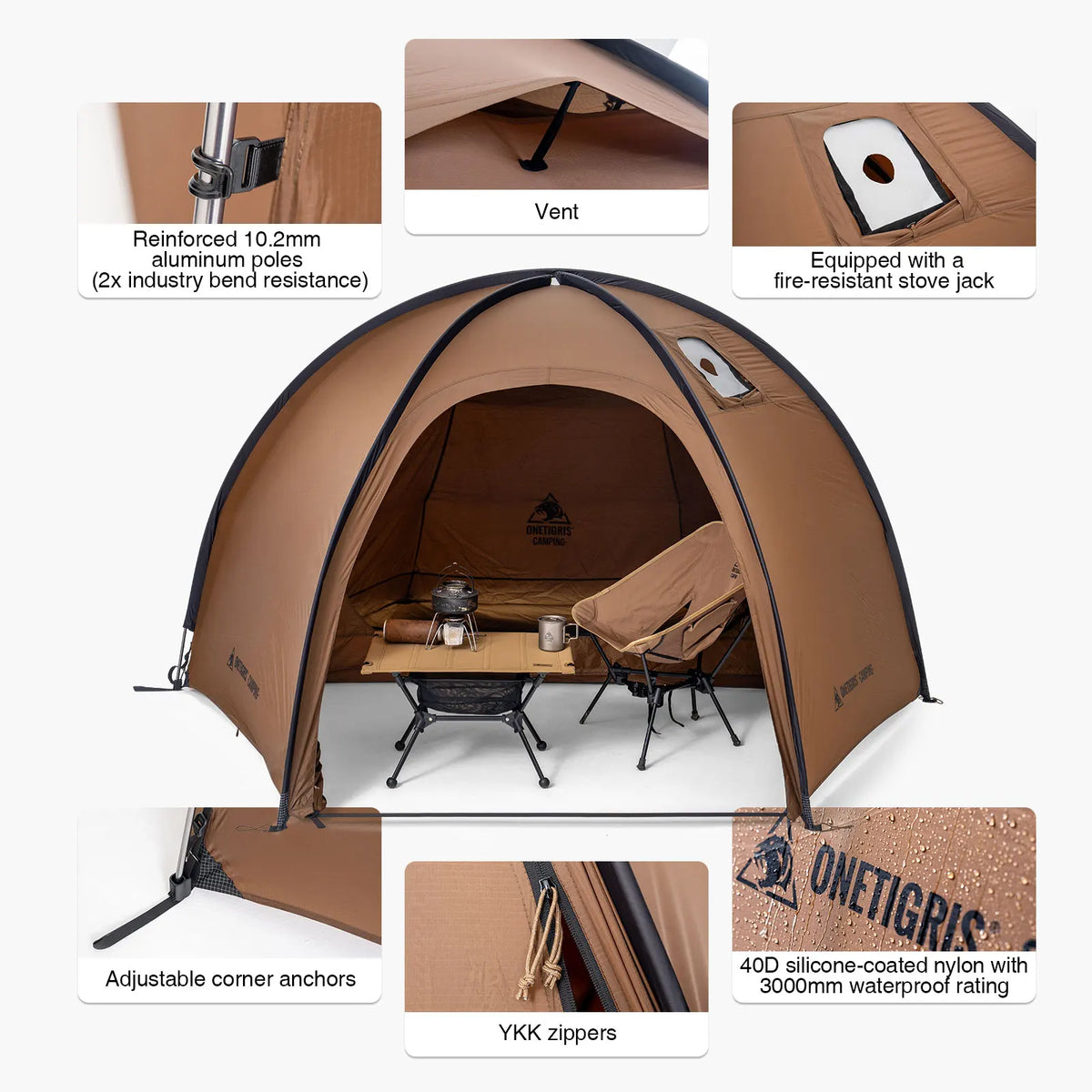 OneTigris Coco Nest Solo Dome Tent – 4 Season Hot Tent with Stove Jack - Bearkit