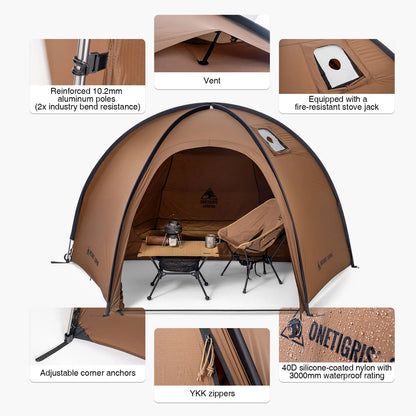 OneTigris Coco Nest Solo Dome Tent – 4 Season Hot Tent with Stove Jack - Bearkit