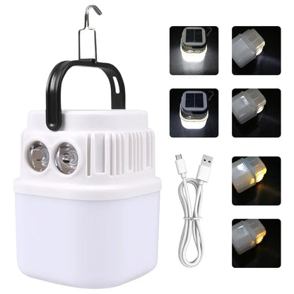 500W LED Camping Lantern USB Rechargeable Portable Lamp Bulb Flashlight with Power Display Emergency Light for Outdoors Fishing