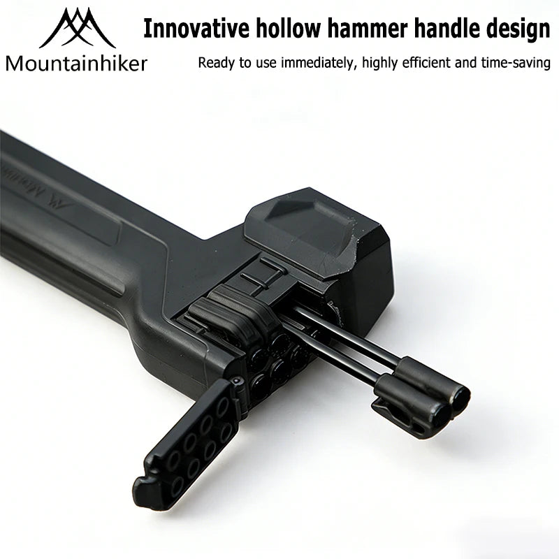Multifunctional Tent Hammer + Ground Stakes Kit, Ergonomic Grip Portable Outdoor Gear, Practical Peg Remover for Camping Hiking