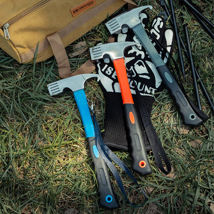 Portable Carbon Steel Camping Tent Hammer - Multifunction Tool for Peg Stake Puller, Mallet, Awning Canopy Remover & Extractor