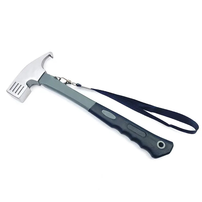 Portable Carbon Steel Camping Tent Hammer - Multifunction Tool for Peg Stake Puller, Mallet, Awning Canopy Remover & Extractor