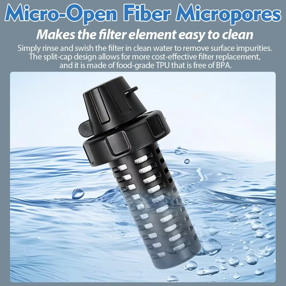 500ML Soft Water Bottle With Filter Ultralight Collapsible Water Filter Bottle Hydrapak Soft Flask for Hiking Camping Backpack