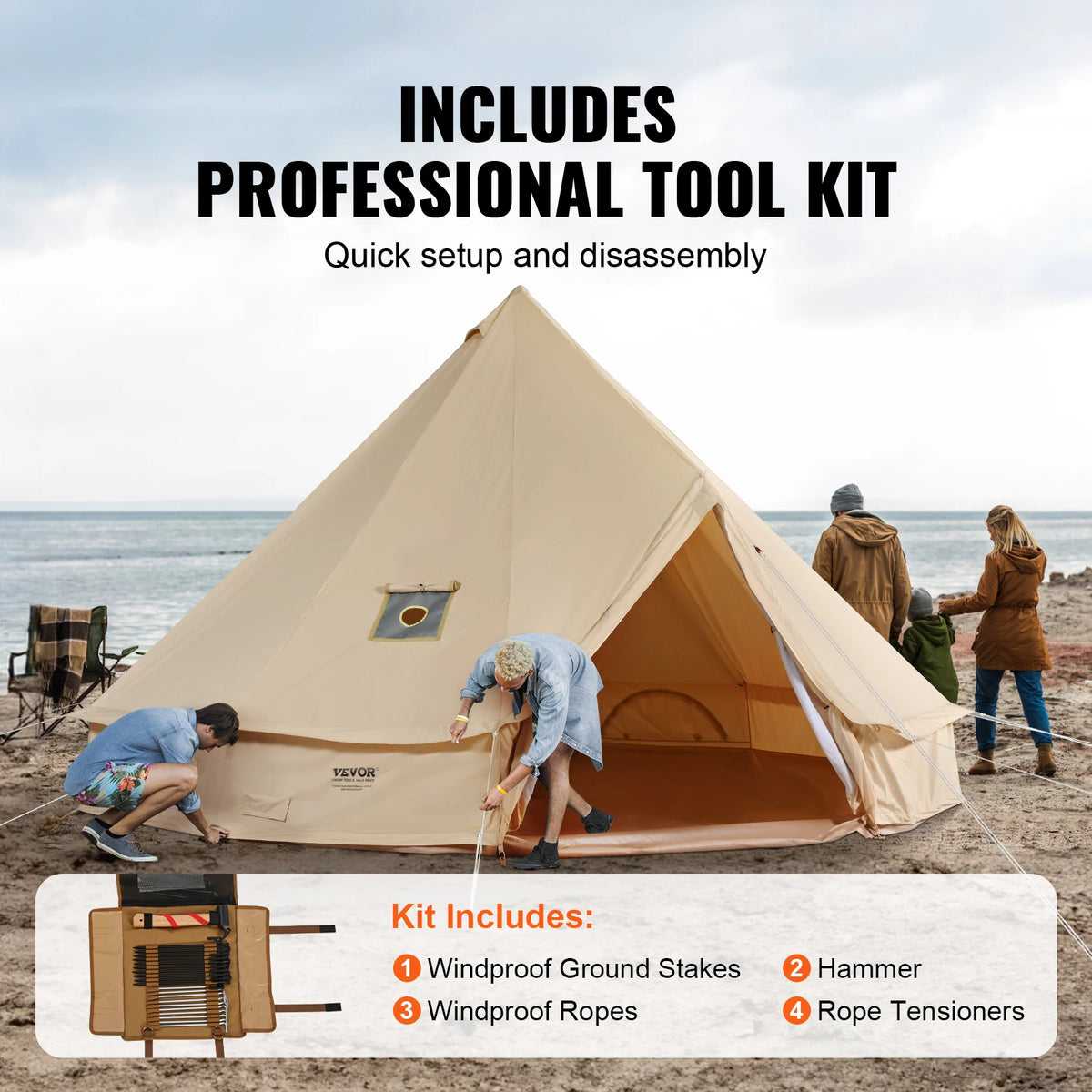 SucceBuy 3m Canvas Bell Tent – 4-Season Camping & Glamping Tent - Bearkit