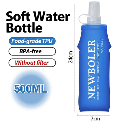 500ML Soft Water Bottle With Filter Ultralight Collapsible Water Filter Bottle Hydrapak Soft Flask for Hiking Camping Backpack