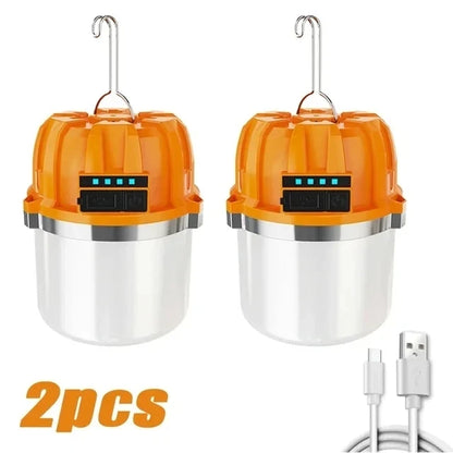 500W LED Camping Lantern USB Rechargeable Portable Lamp Bulb Flashlight with Power Display Emergency Light for Outdoors Fishing