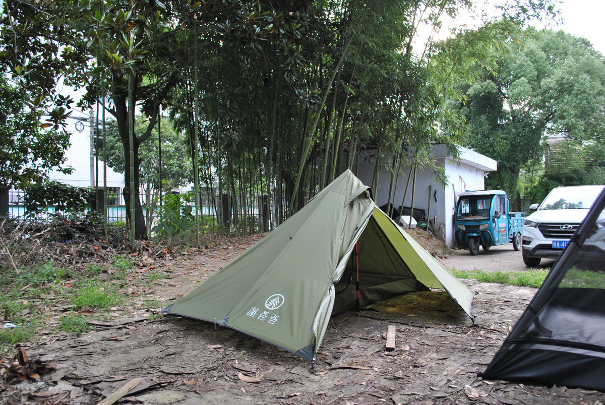 CZX-628 Trekking Pole Tent, 2 Person Ultralight pyramid Tent, 2 Person Tower Tent, No Trekking Pole, Total Weight 1.5kg Only