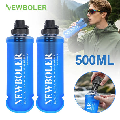 500ML Soft Water Bottle With Filter Ultralight Collapsible Water Filter Bottle Hydrapak Soft Flask for Hiking Camping Backpack