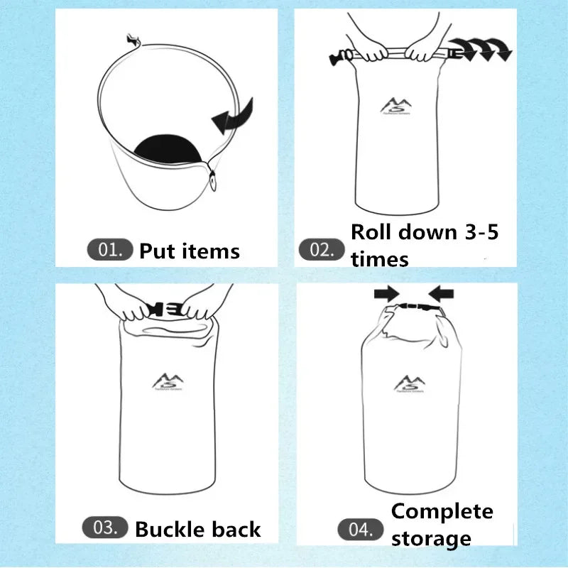 5-70L Waterproof Bag Outdoor Dry Sack Floating Gear Bags For Boating Fishing Rafting Swimming Large Capacity Storage Pack Pouch