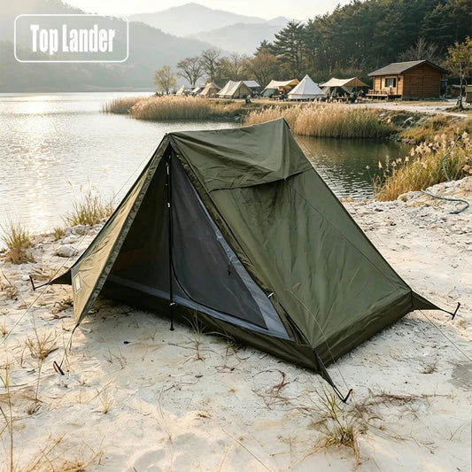 Ultralight 1-2 Person Backpacking Tent Trekking Pole A-Frame Tent Waterproof Hiking Solcam Solo Camping Fishing Overnight Gear
