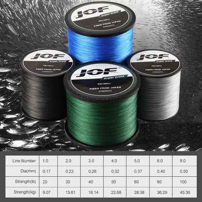 JOF 8-Strand Braided Fishing Line – PE Super Strong Abrasion Resistant Fishing Line