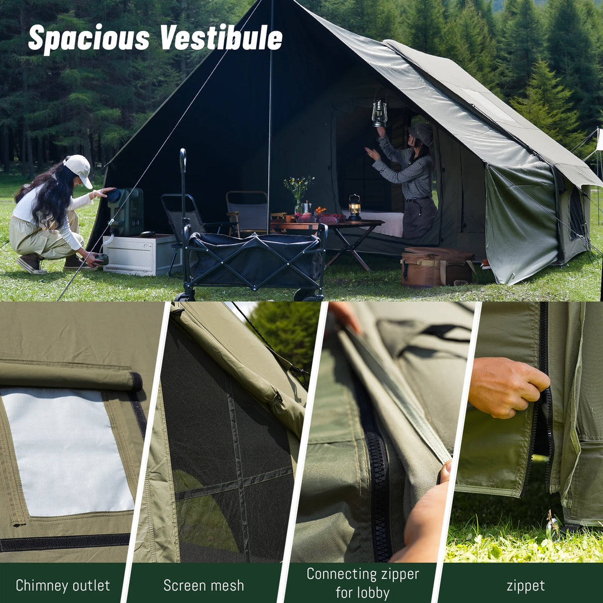 PAKICETUS Inflatable Camping Tent – 5-8 Person Family Glamping Tent - Bearkit