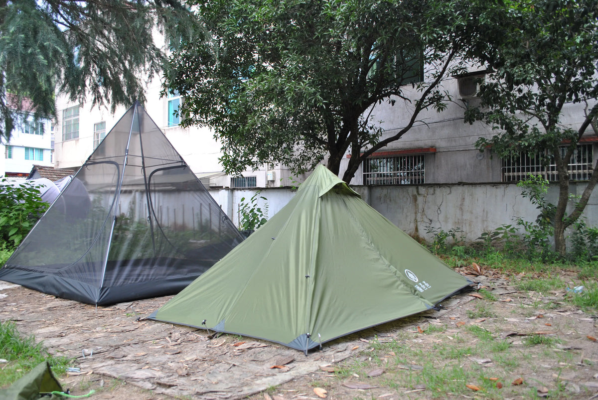 CZX-628 Trekking Pole Tent, 2 Person Ultralight pyramid Tent, 2 Person Tower Tent, No Trekking Pole, Total Weight 1.5kg Only