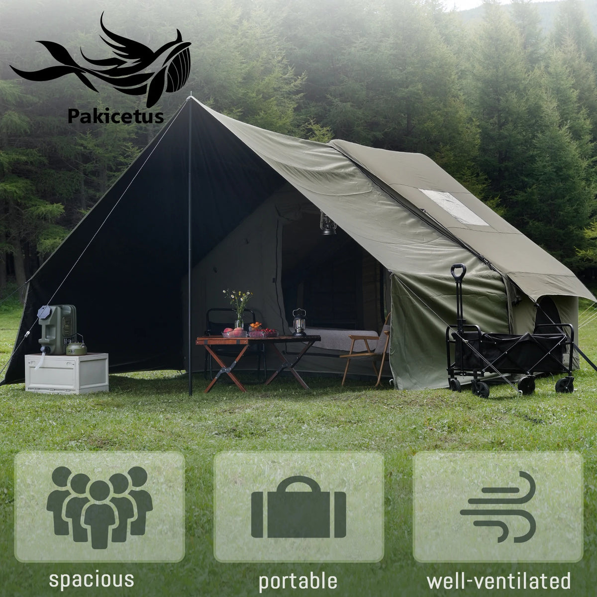 PAKICETUS Inflatable Camping Tent – 5-8 Person Family Glamping Tent - Bearkit