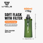 WRELS Soft Water Bottle with Filter Ultralight Collapsible Water Filter Bottle Hydrapak Soft Flask for Hiking Camping Backpack